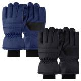 Geyoga 2 Pairs Kids Ski Gloves Waterproof Winter Mittens Warm Gloves Snow Mittens for Children(Purple and Navy Blue,5-10 Years)