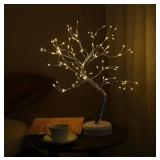 Alfanite Twinkling Tree Fairy Light Spirit Tree Lamp Bonsai Tree Light, Fairy Light Tree, Cute Room Decor Aesthetic Decor, Night Light Lamp, Twinkle Tree, (Silver Branches 108 LED)