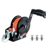 AC-DK 1600lbs Heavy Duty Boat Trailer Winch with 26FT Strap, 2-Way Ratchet & 4:1 Gear Trailer Winch, Portable Hand Crank Winch for Boat, Truck, Trailer, RV, ATV, Jet Ski