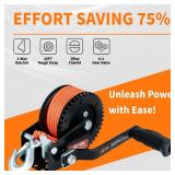 AC-DK 1600lbs Heavy Duty Boat Trailer Winch with 26FT Strap, 2-Way Ratchet & 4:1 Gear Trailer Winch, Portable Hand Crank Winch for Boat, Truck, Trailer, RV, ATV, Jet Ski