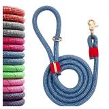 Fnsyxpm Nylon Rope Dog Leash Reflective, Handmade Braided Strong Dog Lead, Heavy Duty Rope Leash for Medium Large Dogs (5 FT - 3/5 Blue)