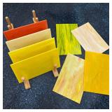 LITMIND 6 Sheets Yellow Stained Glass Sheets for Crafts, 4 x 6 Inch Cathedral Art Glass Kit, Mosaic Supplies for DIY Projects