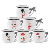 Jinei Set of 6 Christmas Coffee Mugs Gift, 12 oz Hot Cocoa Ceramic Cup for Holiday Milk Tea Mugs Coffee Bar Decoration Christmas Gift for Mom Woman Family Friend (Snowman)