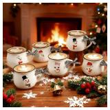 Jinei Set of 6 Christmas Coffee Mugs Gift, 12 oz Hot Cocoa Ceramic Cup for Holiday Milk Tea Mugs Coffee Bar Decoration Christmas Gift for Mom Woman Family Friend (Snowman)