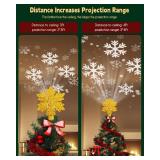 Brightown Christmas Tree Topper with Built-in 3D Glitter Led Snowflake Projector Lights, Gold Hexagonal Snowflake Tree Toppers Christmas Decorations Indoor for Xmas New Year Party Holiday