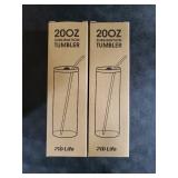 PYD Life 2 PCS Sublimation Blanks Skinny Tumbler White 20 OZ Straight Double Wall Stainless Steel Cups with Metal Straw for Tumbler Heat Press Machine Printing