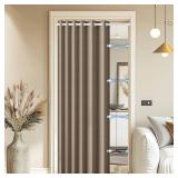 HMYI 100% Blackout Door Curtain for Doorway - Magnetic Accordion Style Closet Curtain for Open Closet Single Panel 80 Inch Length, 1 Panel, W45 x L80, Brown