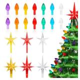 Zatozkar Ceramic Christmas Tree Replacement Lights Bulbs, Bulk PCS Flame Shape Light up Medium Twist, PCS Stars, Christmas Ornaments for Tree, Assorted Colors, (Ceramic Christmas Tree not Included)