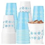 Vesici Bulk Pcs 12 oz Snowflake Disposable Plastic Cups Snowflake Drinking Cups Blue and White Winter Party Supplies for Winter Holiday Christmas