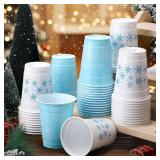 Vesici Bulk Pcs 12 oz Snowflake Disposable Plastic Cups Snowflake Drinking Cups Blue and White Winter Party Supplies for Winter Holiday Christmas