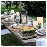 TRAYA Pack of 10 Serving Tray with lid - Reusable Catering Trays with Lids 13inch Long for Meal Prep, Cakes, Treats and Sandwiches (13 * 2.7 * 9.4inch)