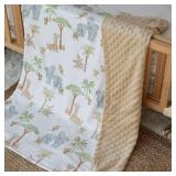 CIVARUA KIDS Baby Blankets for Boys Girls, Super Soft Nursery Minky Blanket Neutral with Print Brown Savanna Elephant and Cozy Raised Dotted Fleece Backing, 30 x 40 Inch Double Layer Bed Throws