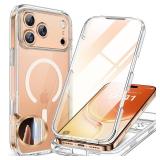 Miracase for iPhone 17 Pro Max Case 6.9 Full-Body Phone Case with Built-in Glass Screen Protector& Full Camera Protector,[Magnetic with MagSafe] Drop Proof 17 ProMax Cover, Clear