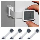 Child Proof Cabinet Locks, 4 Pack Child Locks for Drawer Cupboard Dishwasher Cupboard Pantry and Toilet. Adhesive Safety Baby Proofing Fridge Lock for Kids and Toddler