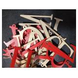 26 Pieces Christmas Stocking Tags Letter Cutout Initial Ornaments Personalized Farmhouse Hanging Name Tags for Christmas Rustic Decor(Red,Wood)