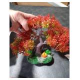 Aquarium Tree Trunk Large Plants Decorations, 5pcs Simulation Resin Cherry Blossom Tree & Aquatic Plants Aquarium Decor, Goldfish Tank Decorations Set, Fish Tank Hides Tree Decoration Kit (Red)