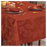 Honellaty Fall Table Cloth Square, Spillproof & Wrinkle Resistant Tablecloths, Elegant Jacquard Damask Table Cover for Dining, Autumn, Harvest, Thanksgiving(52x52 Inches, Rust)