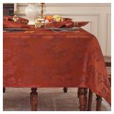 Honellaty Fall Table Cloth Square, Spillproof & Wrinkle Resistant Tablecloths, Elegant Jacquard Damask Table Cover for Dining, Autumn, Harvest, Thanksgiving(52x52 Inches, Rust)
