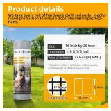 AggFencer 16in x 25ft Hardware Cloth 1/8 inch 27Ga Hot Dipped Galvanized After Welding, Chicken Coop Wire Fence, Welded Metal Fencing Roll Mesh for Bee Screen Garden Plant Poultry Animal Netting Cage