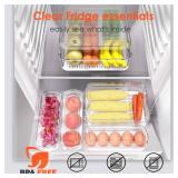 SMRCAD Fridge Organizers and Storage, 8 Pack Clear Freezer Organizer Bins with Lids for Kitchen, Pantry, Refrigerator, Food, Fruit, Vegetable Storage (8 Bins (Include Pull-out Drawer))