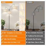 Nintiue Dimmable Floor Lamp - 3 Lights Brushed Nickel Arc Floor Lamps for Living Room,1000LM Modern Tall Standing Lamp with White Shades,Mid Century Tree Floor Lamp for Bedroom