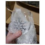 Zhehao Winter Wine Glass 12oz Snowflake Stemless Wine Glass Cups, Holiday Themed Drinking Glasses, Winter Party Gift for Celebration