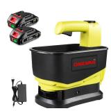 ONEVAN Seed Spreader, Handheld Battery Operated Spreader with 2x2000mAh Batteries, 5.5L Large Capacity Hopper, 6 Speed Levels, Available Year-Round, Grass Seed, Rock Salt, Fertilizer & Ice Melt