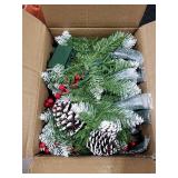 Christmas Garland, 9Ft Christmas Garland with Lights & Timer, 50LED Waterproof Battery Operated Lighted Garland Outdoor, Indoor Prelit Garland for Mantle, Stairs, Outside Christmas Decor Decorations