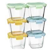 Glass Soup Containers with Lids 32 oz, 4 Cup Glass Storage Containers, Tall Borosilicate Glass Food Storage Containers for Lunch, Ice Cream, Travel and Deli, Soup Freezer Safe Containers with Lids