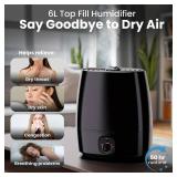 Everlasting Comfort 6L Humidifiers for Bedroom, Quiet 50HR Runtime No-Filter Supersized Cool Mist Humidifier Large Room for Whole House, Plants, Baby Nursery, Allergies, Dry Skin, Congestion, Indoor