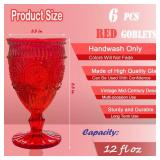 Veiuwa 6 PCS Christmas Wine Glasses - Red Goblet Glasses, Deep Red Designs Blend Better With the Christmas Table Setting