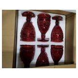 Veiuwa 6 PCS Christmas Wine Glasses - Red Goblet Glasses, Deep Red Designs Blend Better With the Christmas Table Setting