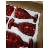 Veiuwa 6 PCS Christmas Wine Glasses - Red Goblet Glasses, Deep Red Designs Blend Better With the Christmas Table Setting