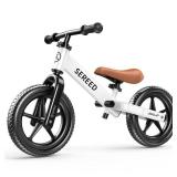 SEREED Toddler Balance Bike 2 Year Old, No Pedal Kids Toy Bike for 2-5 Years Old, Tool-Free Adjustment, Gift for 2-3 Boys Girls, Customize Plate with 3pcs Stickers (White)