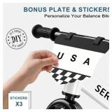 SEREED Toddler Balance Bike 2 Year Old, No Pedal Kids Toy Bike for 2-5 Years Old, Tool-Free Adjustment, Gift for 2-3 Boys Girls, Customize Plate with 3pcs Stickers (White)