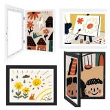 4-Pack Kids Artwork Frames 10x12.5 Front Opening Kids Art Frame for Wall Art work Picture Display Holds 50+ Pcs for Kids Drawings Changeable Frames for Kids