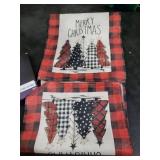 Artoid Mode Watercolor Red and Black Buffalo Plaid Christmas Trees Merry Xmas Table Runner, Seasonal Winter Holiday Kitchen Dining Table Decoration for Indoor Outdoor Home Party Decor 13 x 48 Inch