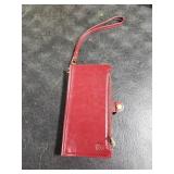 Red Leather Phone Wallet Case with Wrist Strap