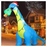 COMIN 10ft Christmas Inflatables Outdoor Decorations, Blow Up Dinosaur Christmas Tree Inflatable with Built-in LEDs for Christmas Indoor Outdoor Yard Lawn Garden Decorations WET