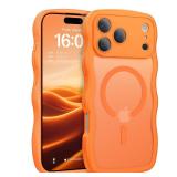BENTOBEN Magnetic for iPhone 17 Pro Max Case, Cute Wavy [Full Camera Protection][Compatible with MagSafe] Matte Anti-Slip Bumper Women Girls Boys Protective Cover for 17 ProMax 6.9, Cosmic Orange