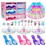 Tlooe Princess Dress Up for Girls, Dress Up Clothes for Girl with Princess Shoes, Toddler Girls Boutique, Pretend Play Gifts for Little Girl Aged 3-6 Years Old