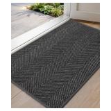 Color&Geometry Ultra Thin Indoor Door Mat 24x36, Machine Washable Front Door Mat Non Slip, Low Profile Entrance Mat Indoor, Absorbent Carpet for Inside, Entry, Entryway, Dark Grey (FOLD)