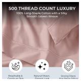 Mayil Manor 100% Natural Cotton Bed Sheets | 500 TC Single-Ply Sateen Weave Cal King Sheet Set | Breathable & Hypoallergenic Solid 4-Piece Bedding with Deep Pocket Fitted, Flat, Pillowcase | Blush