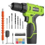 FADAKWALT Cordless Drill Set,12V Power Drill Set with Battery and Charger, Electric Driver/Drill Bits, 3/8