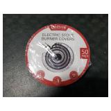 Heavy-Duty Aluminum Electric Stove Burner Covers (50 Pack) - Disposable Round Foil Liners (6 & 8 Inch), Non-Stick Drip Pan Protectors, Stove Top Covers, Great Kitchen Accessory for Easy Cleanup