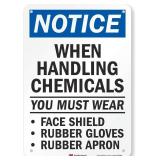 SmartSign Notice - When HANDLING Chemicals You Must WEAR FACE Shield, Rubber Gloves and Rubber Apron Sign | 7 x 10 3M Reflective Aluminum