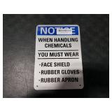 SmartSign Notice - When HANDLING Chemicals You Must WEAR FACE Shield, Rubber Gloves and Rubber Apron Sign | 7 x 10 3M Reflective Aluminum