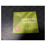 Rabenda 12 Pcs Rug Tape, Non Slip Rug Pads Grippers for Hardwood Floors and Tiles, Reusable Carpet Tape for Area Rugs, Double-Sided Adhesive Rug Stickers Keep Corners Flat (Black)