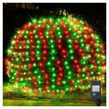 WBao Christmas Lights Outdoor 200LED 8.4ft x 5.2ft Christmas Net Lights with 8 Modes, Timer, End to End Connectable, Waterproof for Lawn, Bushes, Trees Outdoor Xmas Decorations, Red Green