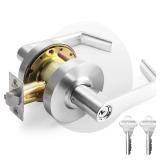 MrArm Commercial Door Lever Lock, Heavy-Duty Locking Door Handle, Designer Door Handles, Cylindrical Lever Lock, Non-Handed Grade 2 Industrial Standard Door Handle, Satin Chrome(Keyed Entry)